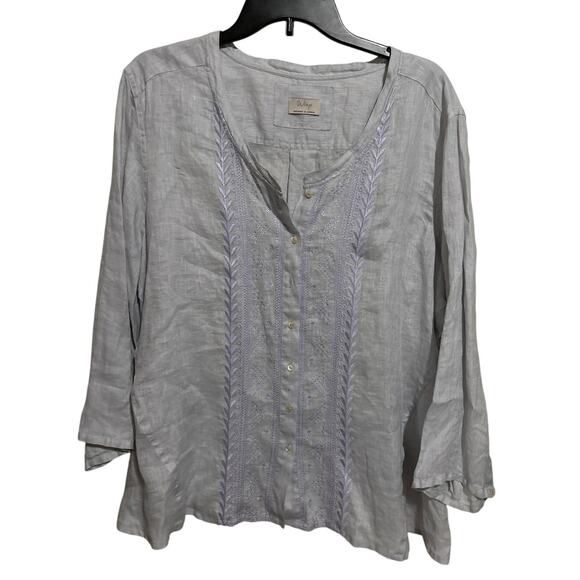 Wrap Designed in London 100% Linen Top US 18 - Picture 1 of 4